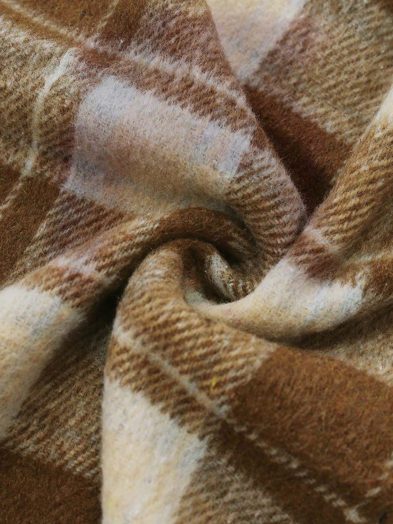 Brown 1950s Tie-Neck Knit Plaid Dress