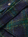 Green 1940s Notched Collar Blackwatch Plaid Long Coat