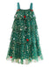 Green 1960s Christmas Tree Pom-Pom Balls Mesh Dress