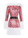 Red 1960s Candy Cane Stripe Hooded Dress & Leg Warmers