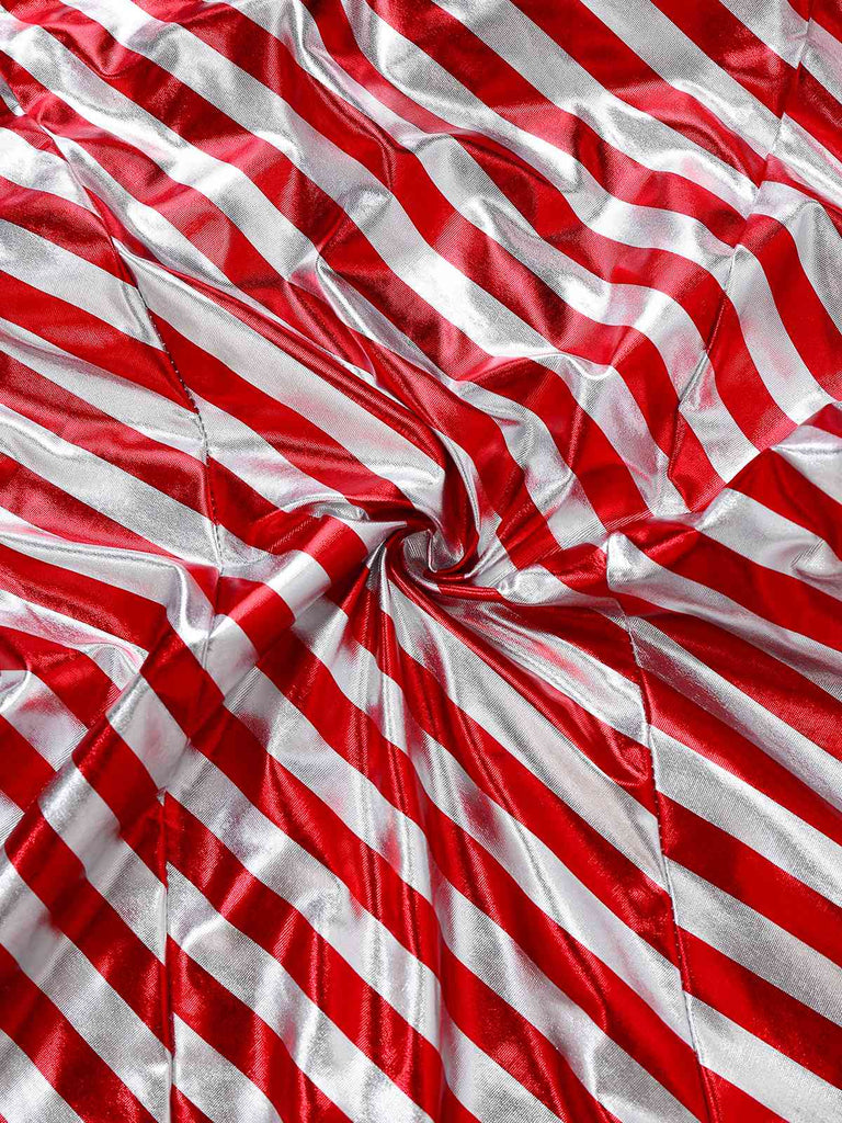 Red 1960s Candy Cane Stripe Hooded Dress & Leg Warmers