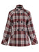 Red 1950s Plaid Tweed Stand Collar Coat