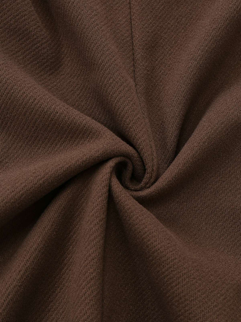 Brown 1950s Lace Patchwork Long Sleeve Button Jacket