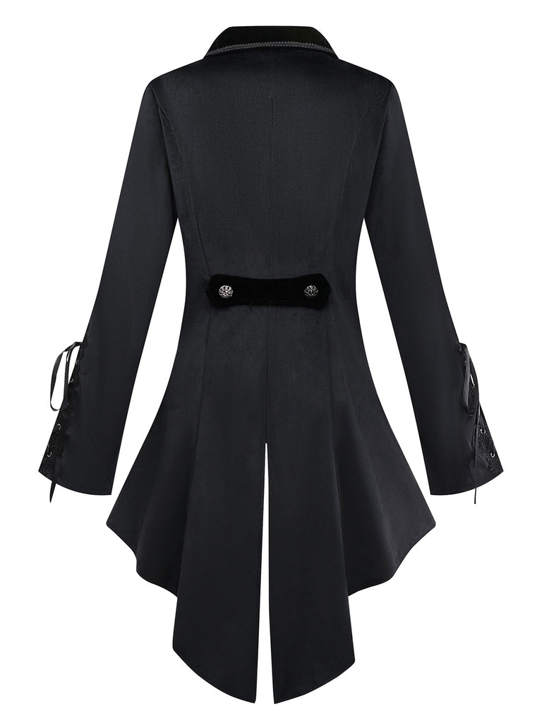 Black 1950s Embroidered Floral Victoiran Style Jacket