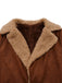 Brown 1950s Faux Suede Notched Collar Button Trench Coat