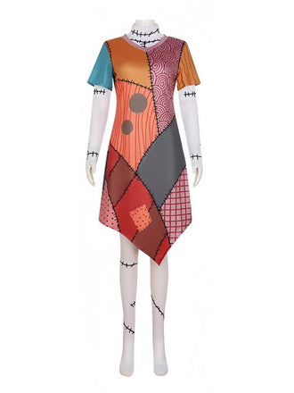 Multicolor 1940s Halloween Nightmare Sally Dress