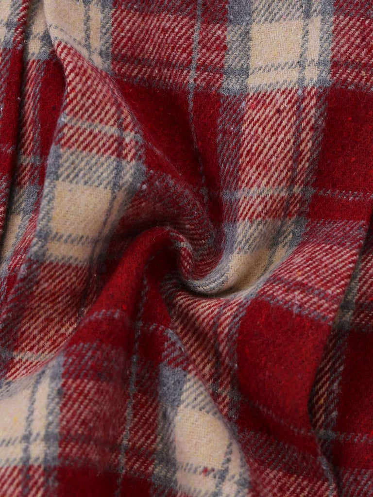 [Pre-Sale] 2PCS White & Red 1960s Faux-Wool Jacket & Pleated Skirt