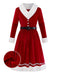 [Pre-Sale] 1950s V-Neck Plush Christmas Velvet Belted Dress