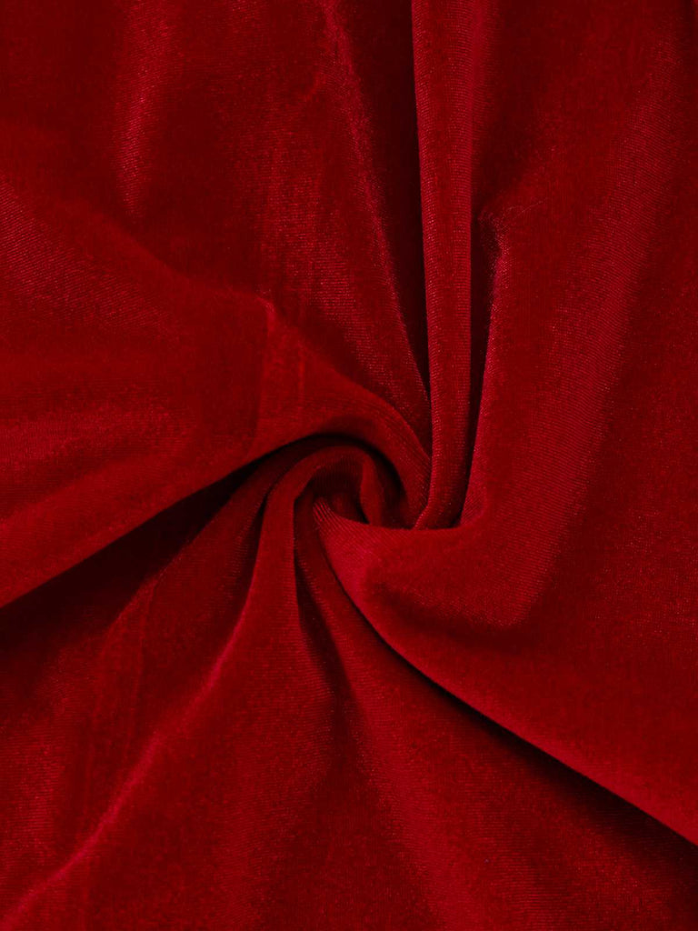 [Pre-Sale] 1950s V-Neck Plush Christmas Velvet Belted Dress