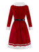 [Pre-Sale] 1950s V-Neck Plush Christmas Velvet Belted Dress
