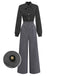 [Pre-Sale] Black 1950s Polka Dot Patchwork Tie Neck Jumpsuit