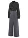 [Pre-Sale] Black 1950s Polka Dot Patchwork Tie Neck Jumpsuit