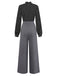 [Pre-Sale] Black 1950s Polka Dot Patchwork Tie Neck Jumpsuit