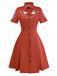 Red 1950s Guitar & Notes Lapel Dress