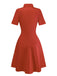 Red 1950s Guitar & Notes Lapel Dress