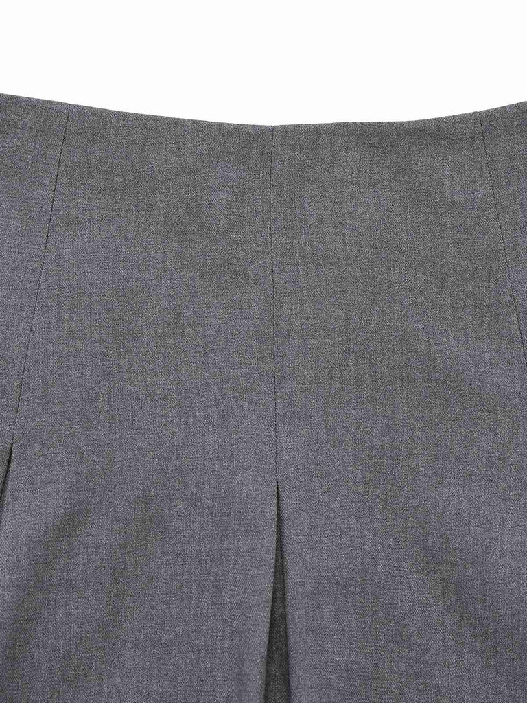 [Pre-Sale] 2PCS Red & Gray 1960s Twisted Knit Top & Pleated Skirt