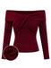 [Pre-Sale] Wine Red 1960s Off-Shoulder Twisted Knit Top