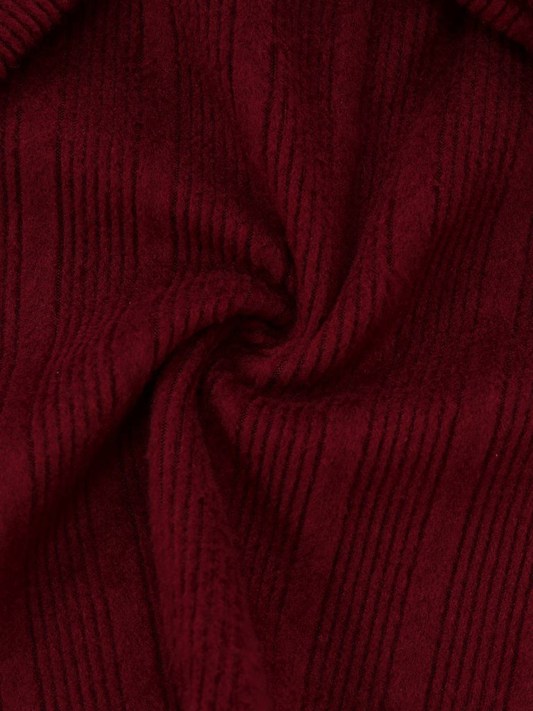 [Pre-Sale] 2PCS Red & Gray 1960s Twisted Knit Top & Pleated Skirt
