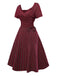 Red 1950s Plaid Ruched Sweetheart Neck Bow Dress