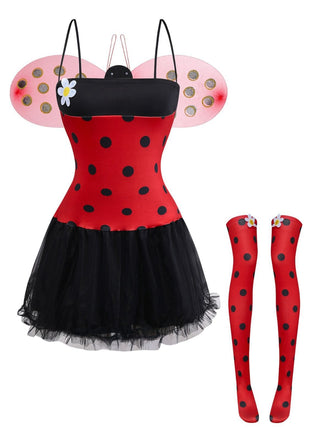 Red 1960s Miraculous Ladybug Cosplay Costume Set