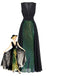 Green 1930s Sequin Deep V Tulle Sleeveless Dress