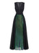 Green 1930s Sequin Deep V Tulle Sleeveless Dress