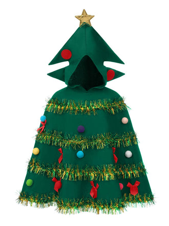 Green 1950s Christmas Tree 3D Embellished Hooded Cape
