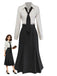 [Pre-Sale] Black 1930s Striped Lapel Blouse Detachable Tie Dress
