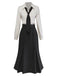 [Pre-Sale] Black 1930s Striped Lapel Blouse Detachable Tie Dress