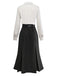[Pre-Sale] Black 1930s Striped Lapel Blouse Detachable Tie Dress