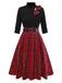 [Pre-Sale] 1950s Christmas Plaid Belted Dress With Snowflake Brooch