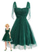 [Pre-Sale] Green 1950s Glitter Shoulder Tie Ruched Dress