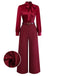 [Pre-Sale] Burgundy 1940s Satin Bow Tie Striped Wide-Leg Jumpsuit