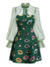 [Pre-Sale] Green 1960s Halloween Gothic Eye Print Mesh Sleeve Dress