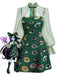 [Pre-Sale] Green 1960s Halloween Gothic Eye Print Mesh Sleeve Dress