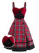 [Pre-Sale] Red 1950s Slip Plaid Velvet Bow Dress