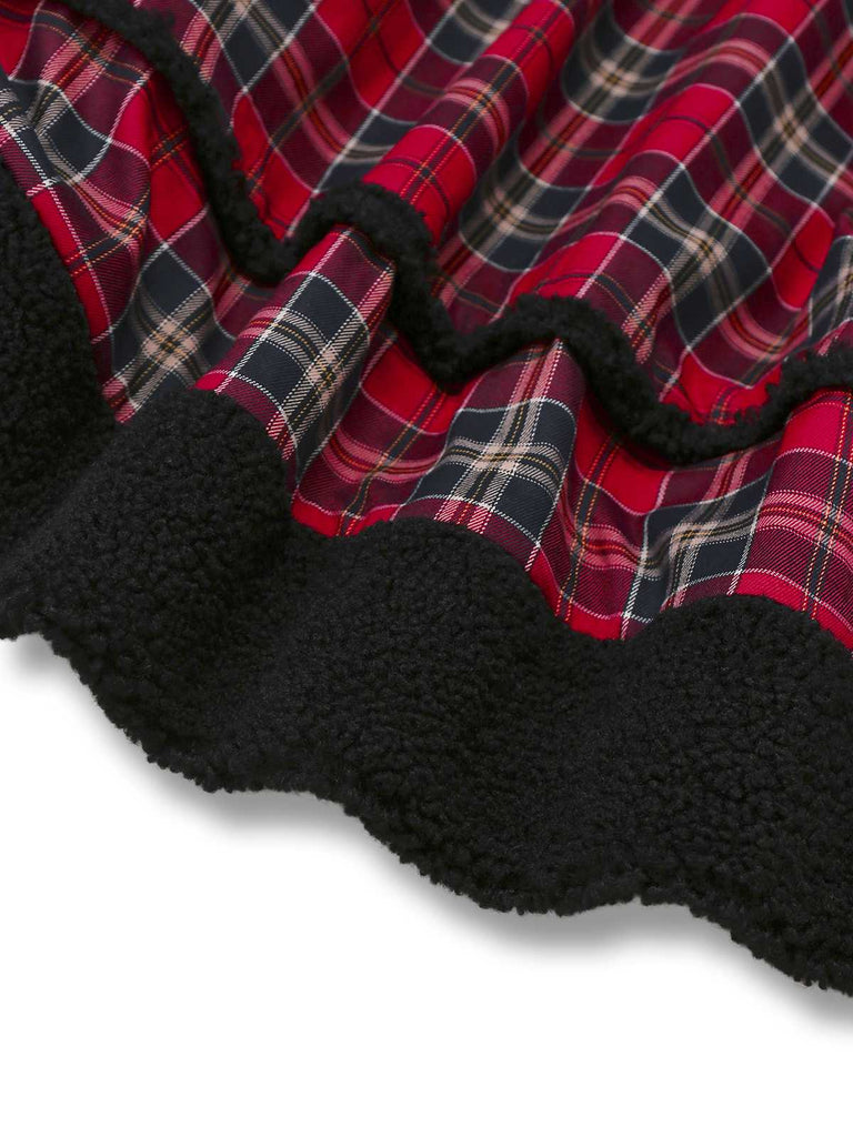 [Pre-Sale] Red 1950s Slip Plaid Velvet Bow Dress