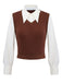 [Pre-Sale] Brown 1940s Knitted Vest Faux-2PCS Blouse