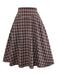 [Pre-Sale] 2PCS Brown 1940s Knitted Faux-2PCS Blouse & Plaid Skirt
