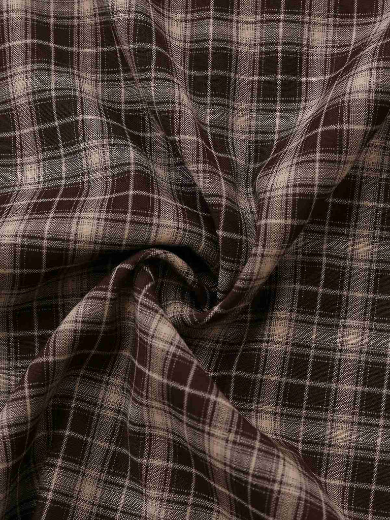 [Pre-Sale] 2PCS Brown 1940s Knitted Faux-2PCS Blouse & Plaid Skirt