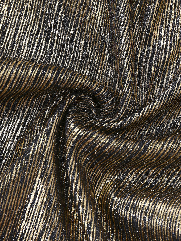 [Pre-Sale] Gold 1980s Black Gilded Bell Sleeve Shirt Jumpsuit