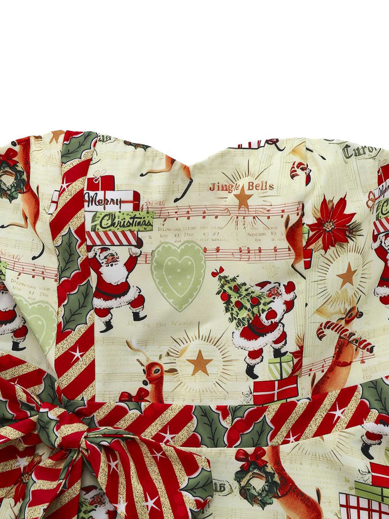 [Pre-Sale] 1950s Christmas Candy Cane Santa Bow Strapless Dress