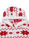 Red 1980s Christmas Print Flannel Hooded Pajama Jumpsuit