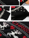 Black 1930s Merry Christmas Reindeer Hearts Sweater