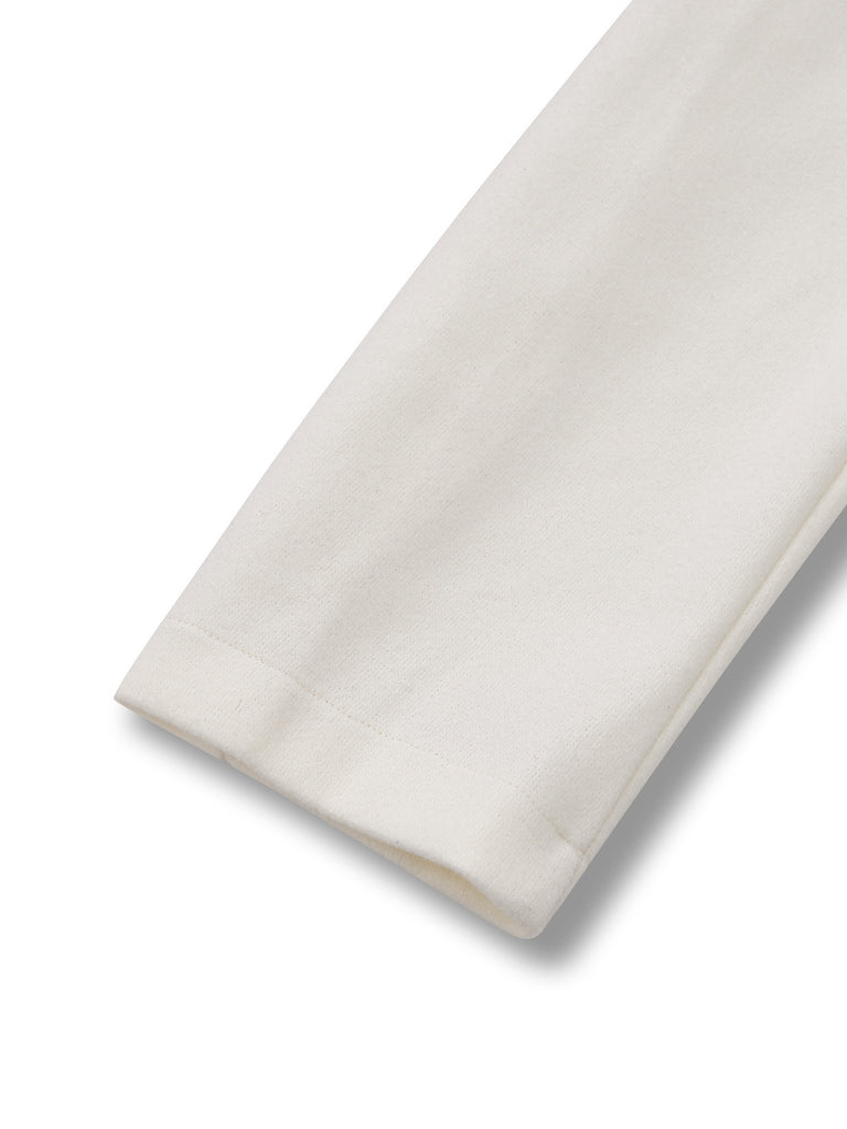 White 1940s Pearl Button Faux-Wool Coat