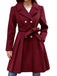 1950s Solid Notched Collar Double-Breasted Coat