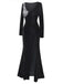 [Pre-Sale] Black 1930s Sequined Velvet Cutout Slit Fishtail Dress