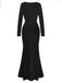 [Pre-Sale] Black 1930s Sequined Velvet Cutout Slit Fishtail Dress