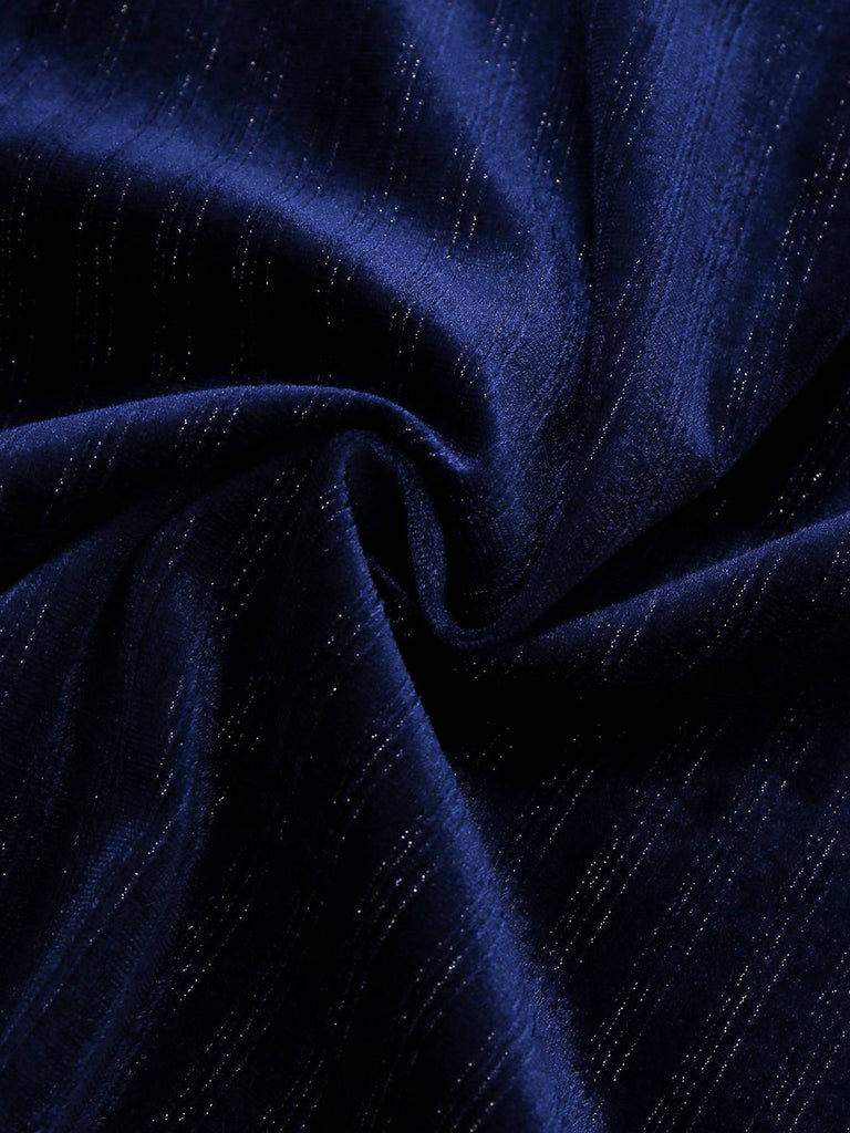 [Pre-Sale] Blue 1960s V-Neck Glitter Velvet Pencil Dress