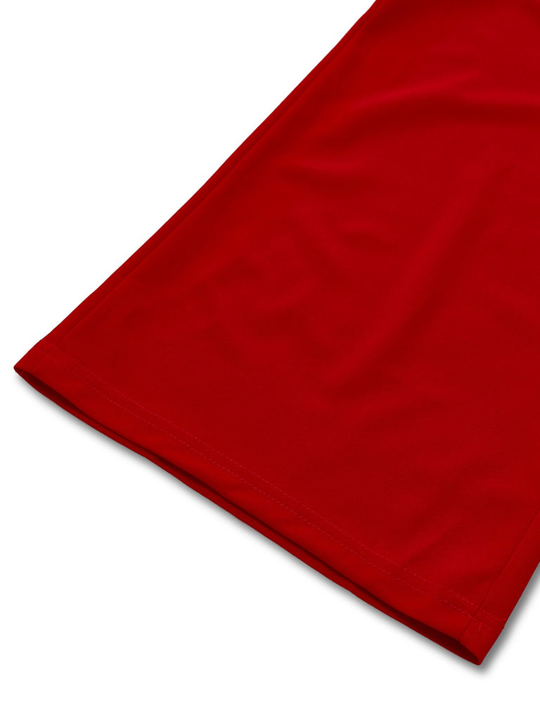 1950s Solid Lapel Floral Lace Tie Neck Jumpsuit